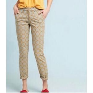 Anthropologie Relaxed Circle-Embroidered Chino Pants Size 29